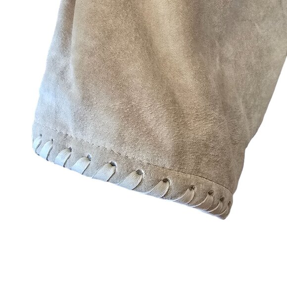 VTG Weathervane Women Suede Leather Coat Med Hood Fleece Lining Western Cowgirl - Picture 4 of 12